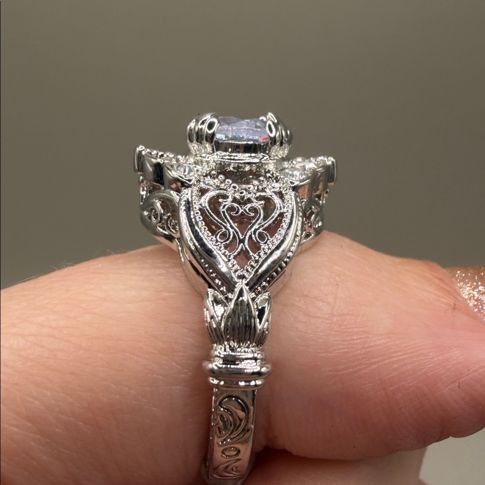 Flawless 3ct Gemstone Ring Synthetic Blue Zirconia Size 8 - Picture 5 of 6